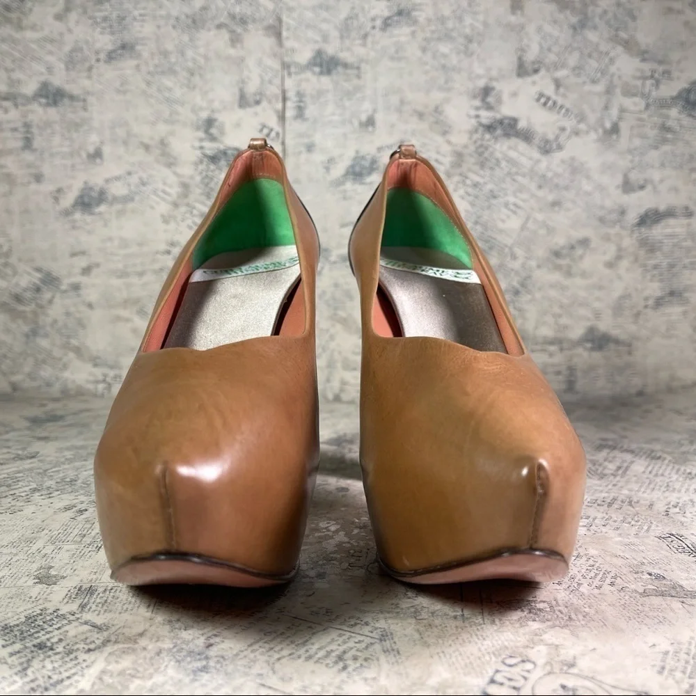 Guillaume Hinfray Italian Leather Platform Shoes Sculptural Heels EU 38.5 Design
